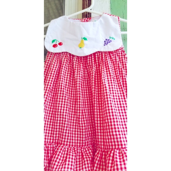 A Tiny Tots Original VTG Girl’s Gingham Embroidered Ruffle Circle Skirt Dress - Picture 7 of 8